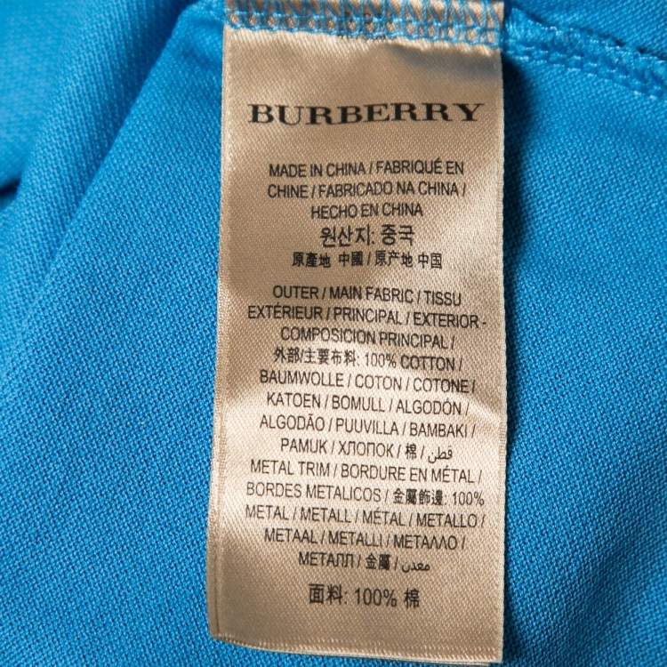 Pre Owned Burberry Blue Cotton Polo T-Shirt S
