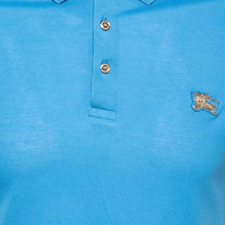 Pre Owned Burberry Blue Cotton Polo T-Shirt S