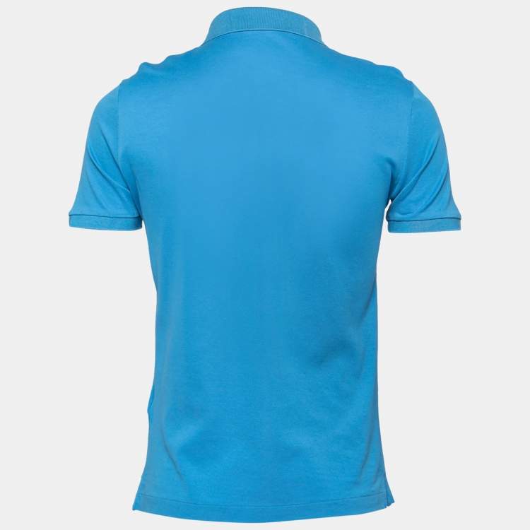 Pre Owned Burberry Blue Cotton Polo T-Shirt S