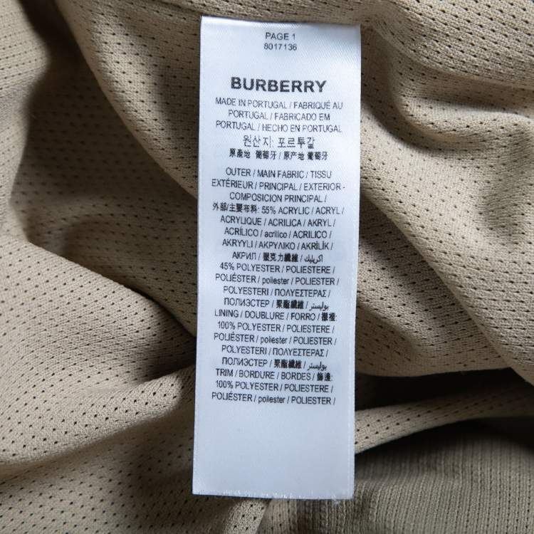 Pre Owned Burberry Beige Vintage Check Fleece Zip Front Jacket XL
