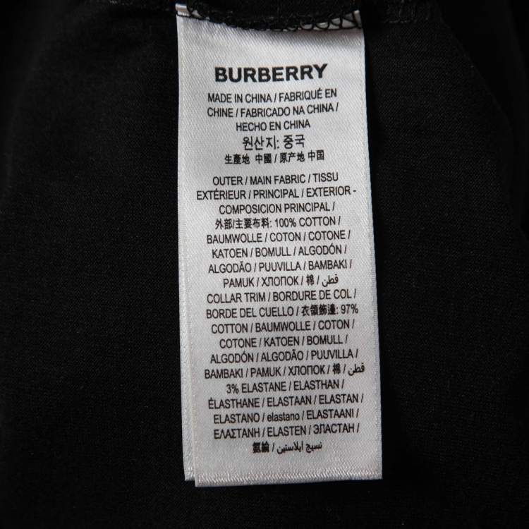 مملوكة مسبقًا Burberry Black Cotton Logo Appliqued Short Sleeve T-Shirt L