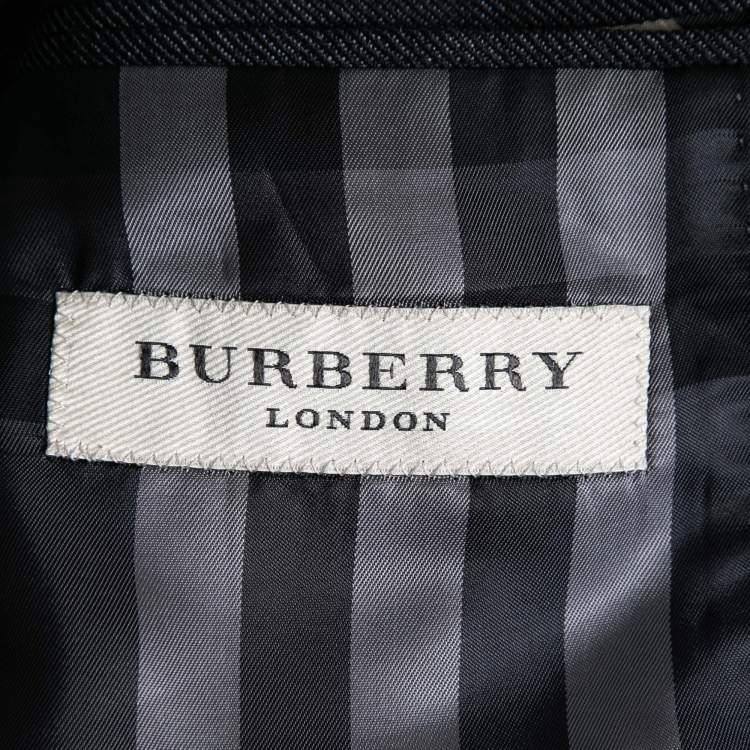 Pre Owned Burberry London Charcoal Grey Wool Single-Breasted Blazer L