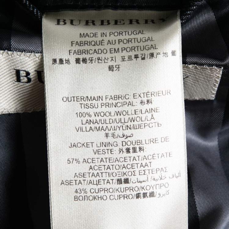 Pre Owned Burberry London Charcoal Grey Wool Single-Breasted Blazer L