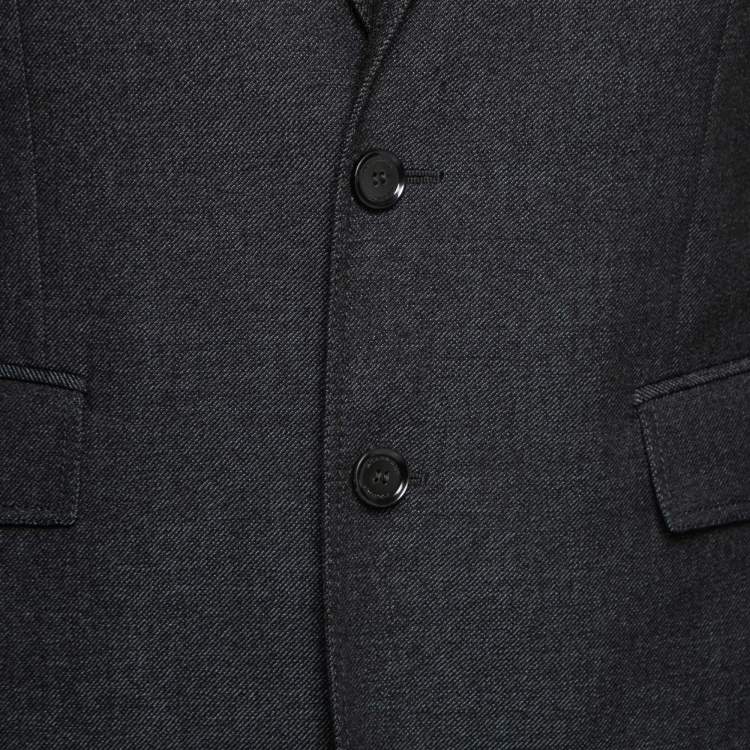 Pre Owned Burberry London Charcoal Grey Wool Single-Breasted Blazer L