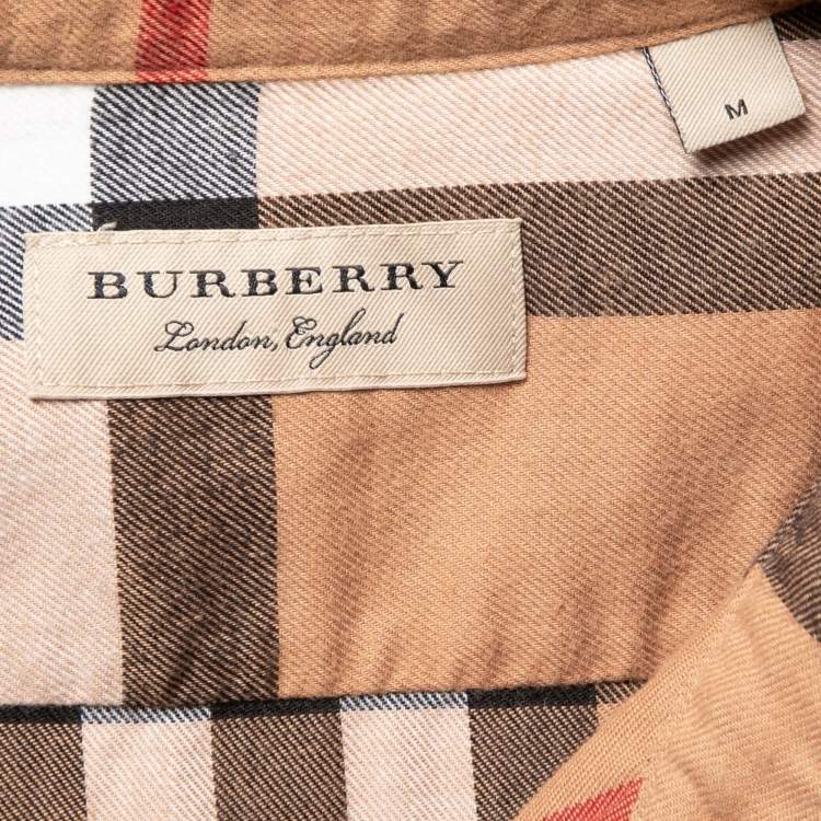 Pre Owned Burberry Beige Checked Flannel Button Front Shirt M