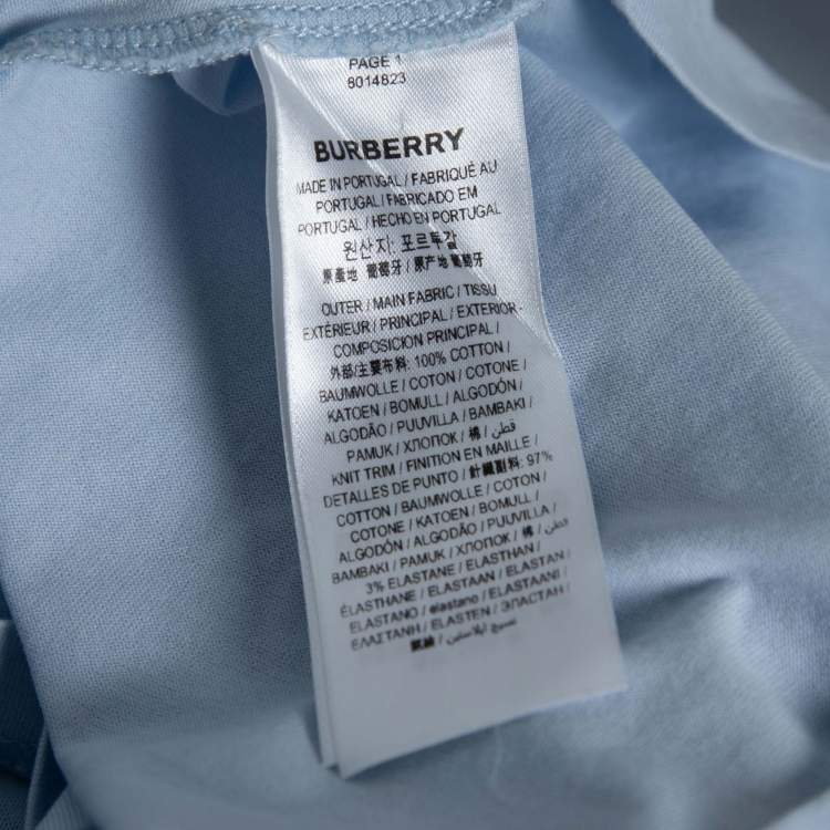 Pre Owned Burberry Light Blue Cotton Logo Print Oversized T-Shirt L