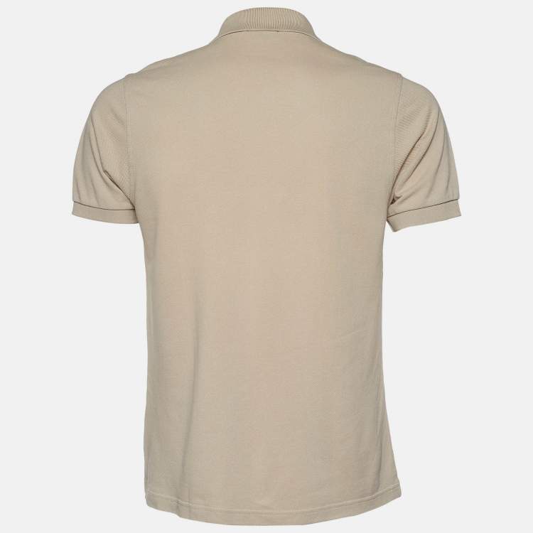 Pre Owned Burberry Beige Cotton Pique Logo Embroidered Polo T-Shirt M