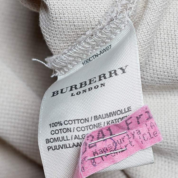 Pre Owned Burberry Beige Cotton Pique Logo Embroidered Polo T-Shirt M