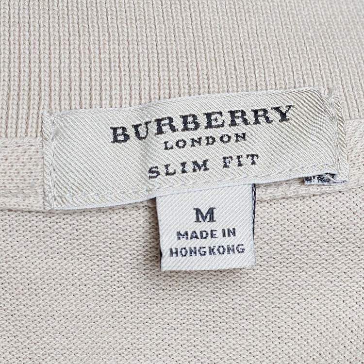 Pre Owned Burberry Beige Cotton Pique Logo Embroidered Polo T-Shirt M