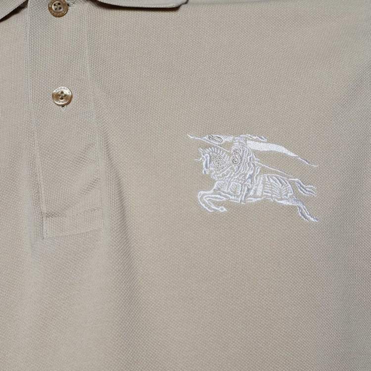Pre Owned Burberry Beige Cotton Pique Logo Embroidered Polo T-Shirt M