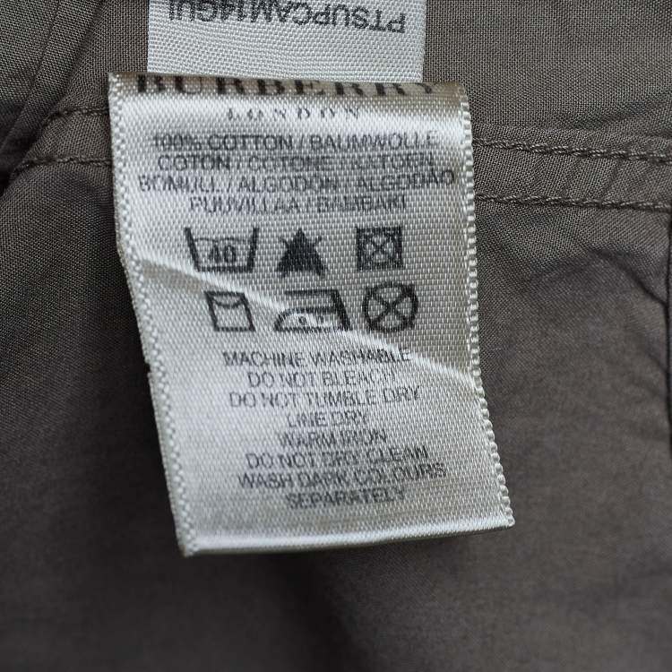 Pre Owned Burberry Khaki Cotton Short Sleeve Button Front Shirt M