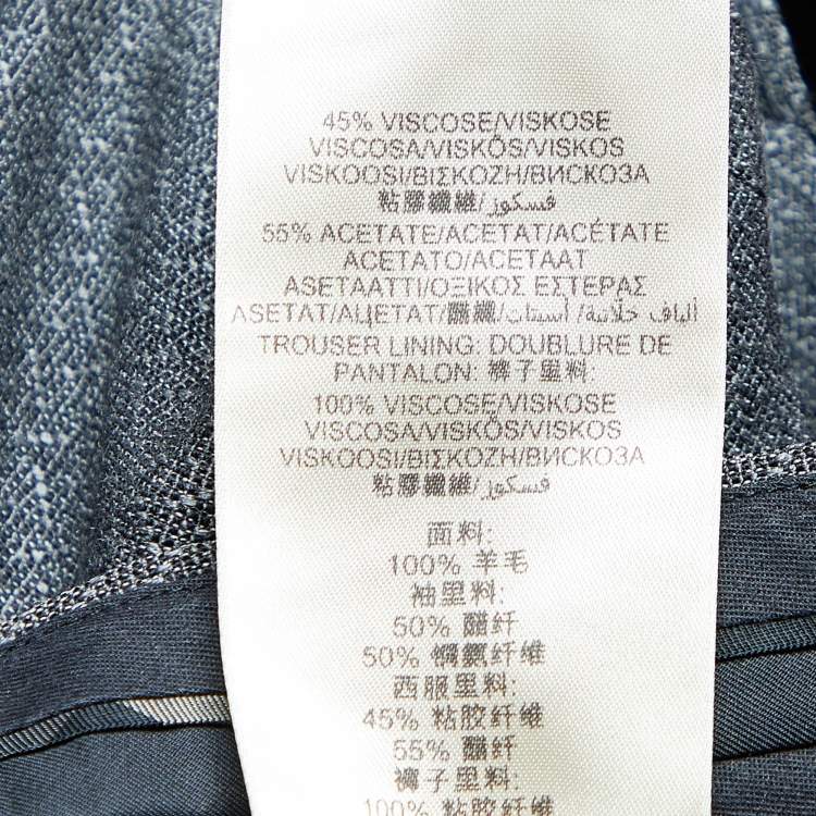 Pre Owned Burberry Grey Textured Wool Tailored Pants XL