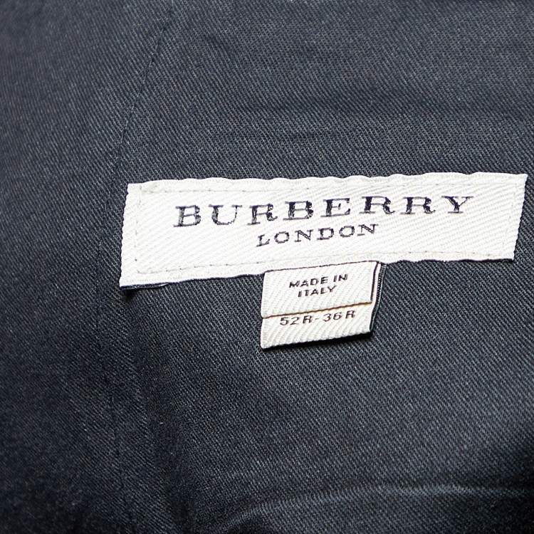Pre Owned Burberry Grey Textured Wool Tailored Pants XL