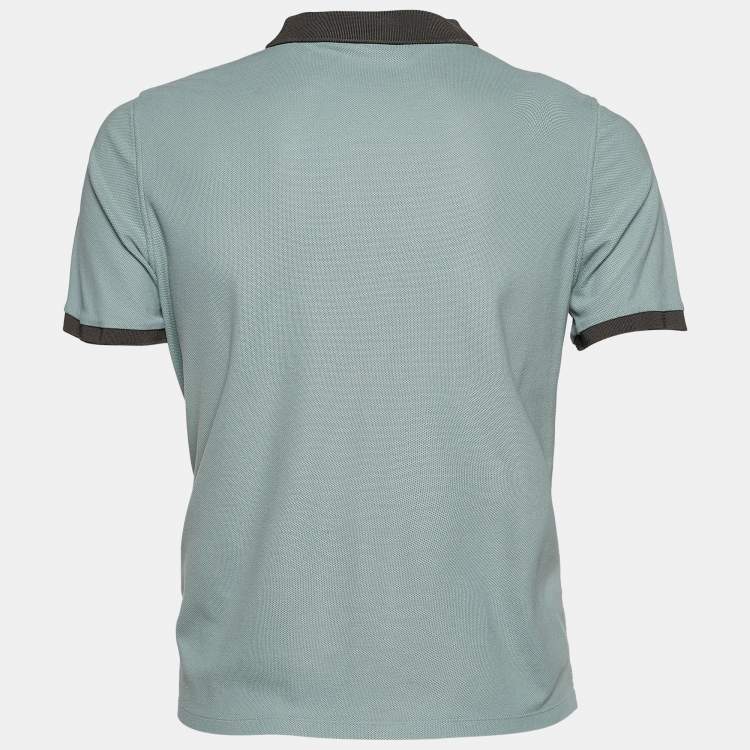 Pre Owned Burberry Sage Green Cotton Pique Polo T-Shirt L