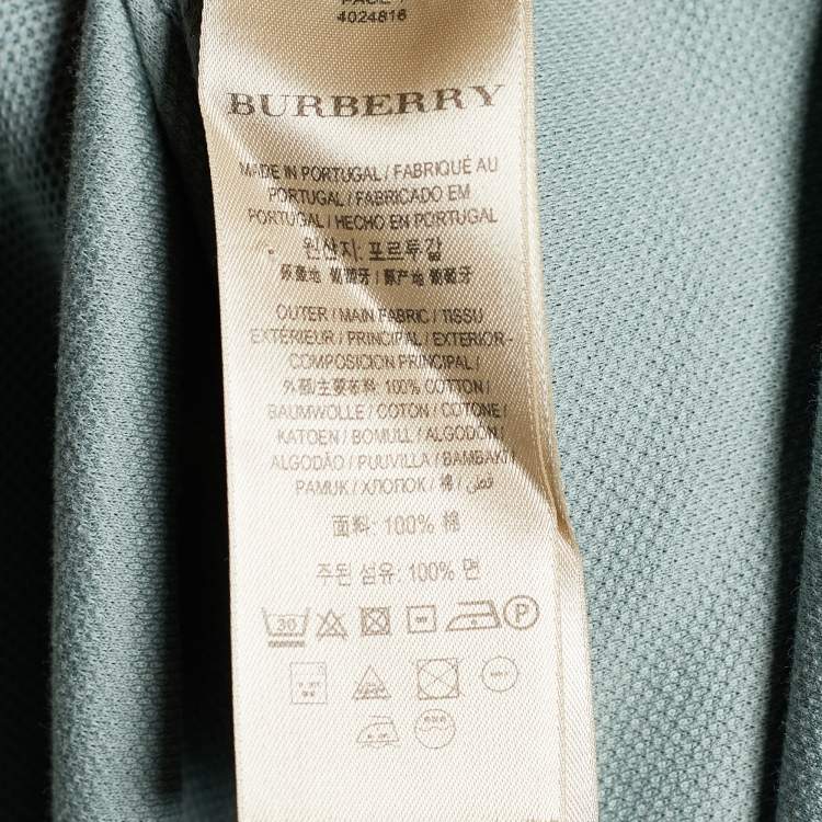 Pre Owned Burberry Sage Green Cotton Pique Polo T-Shirt L