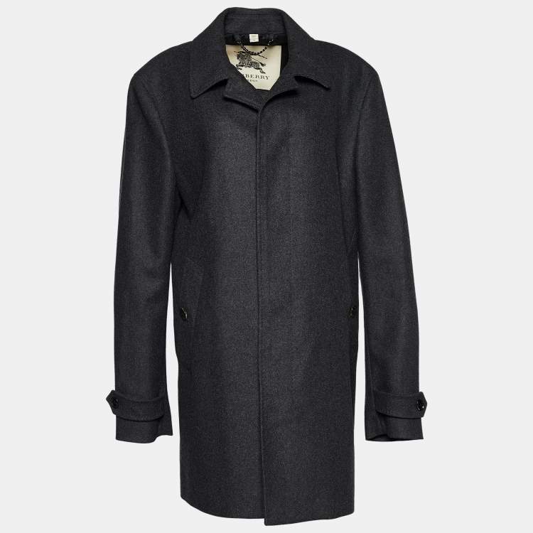 Burberry Dark Grey Wool Button Front Coat XXL Burberry The Luxury Closet