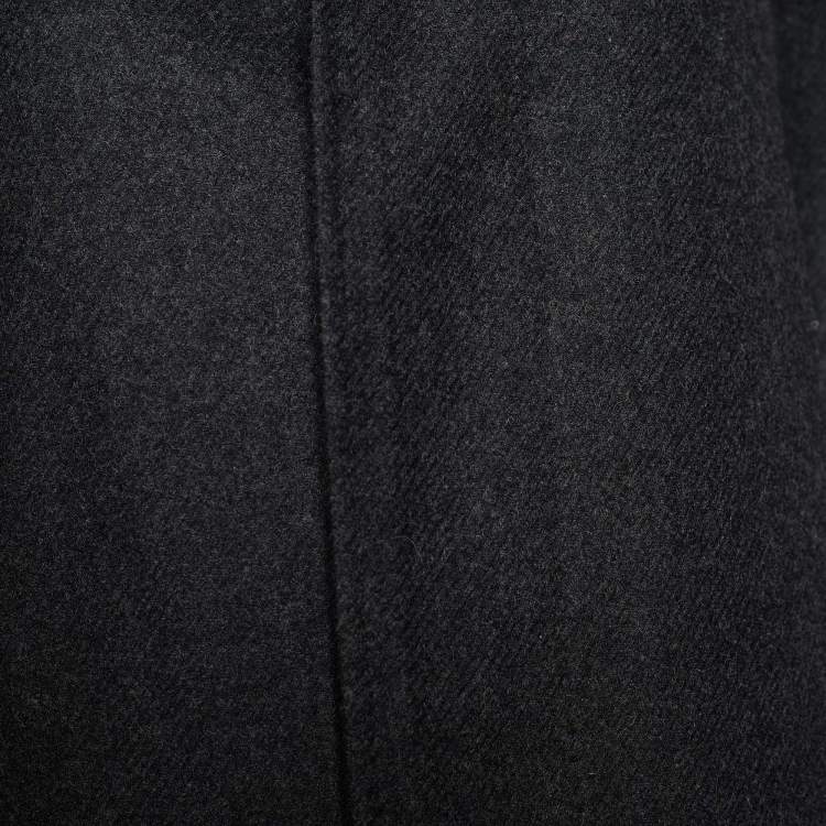 Pre Owned Burberry Dark Grey Wool Button Front Coat XXL