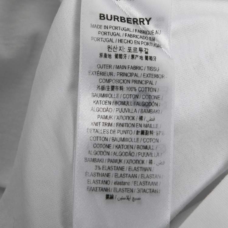 مملوكة مسبقًا Burberry White Cotton Logo Printed Round Neck T-Shirt M