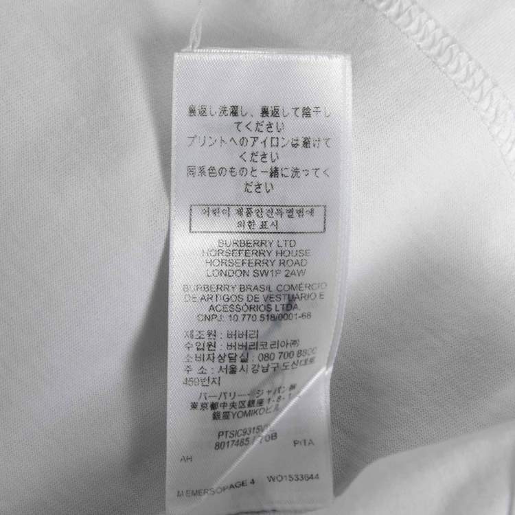مملوكة مسبقًا Burberry White Cotton Logo Printed Round Neck T-Shirt M
