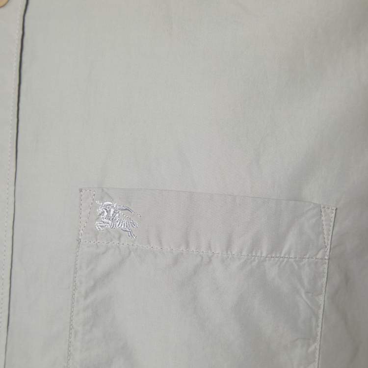 Pre Owned Burberry Brit Grey Cotton Short Sleeve Shirt L