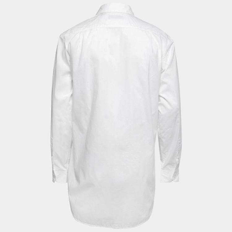 Pre Owned Burberry White Poplin Button Front Shirt M
