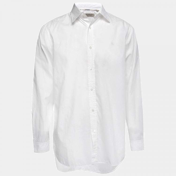 Pre Owned Burberry White Poplin Button Front Shirt M
