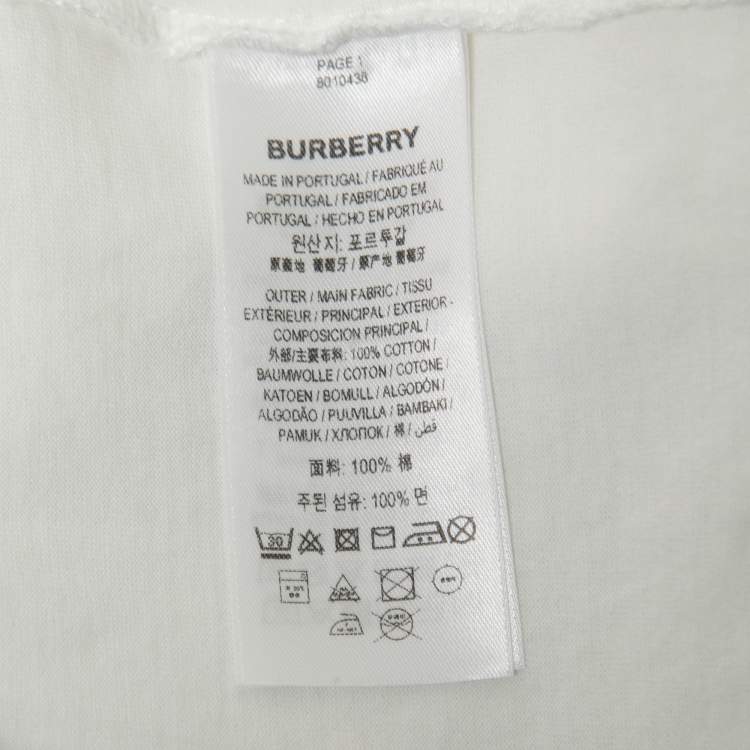 Pre Owned Burberry White Cotton Kingdom Print Crewneck T-Shirt S