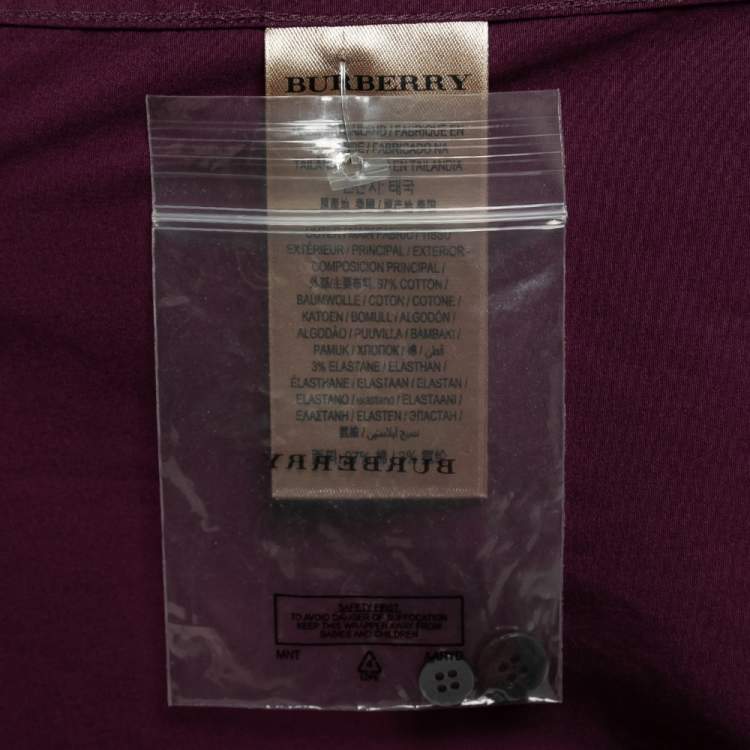 Pre Owned Burberry Burgundy Cotton Button Front Shirt S