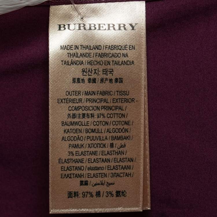 Pre Owned Burberry Burgundy Cotton Button Front Shirt S