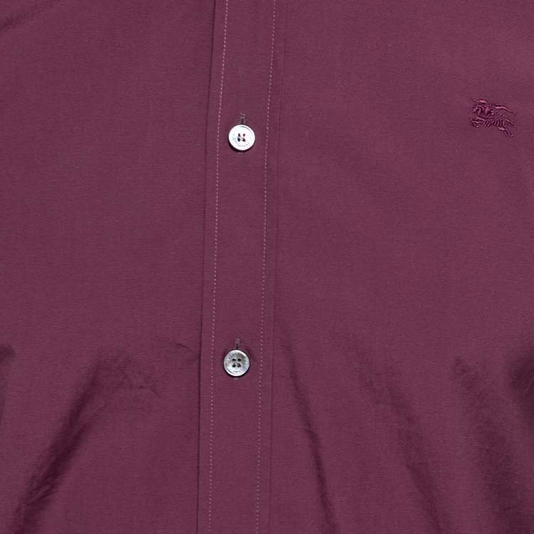 Pre Owned Burberry Burgundy Cotton Button Front Shirt S