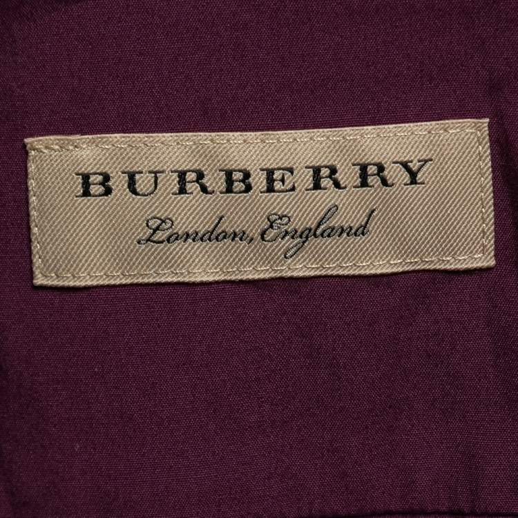Pre Owned Burberry Burgundy Cotton Button Front Shirt S