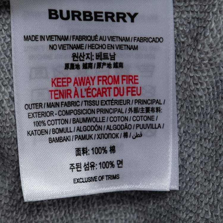 Pre Owned Burberry Grey Cotton Logo Printed Drawstring Shorts S