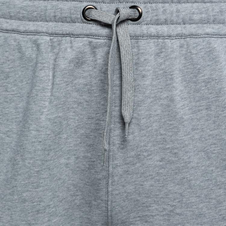 Pre Owned Burberry Grey Cotton Logo Printed Drawstring Shorts S