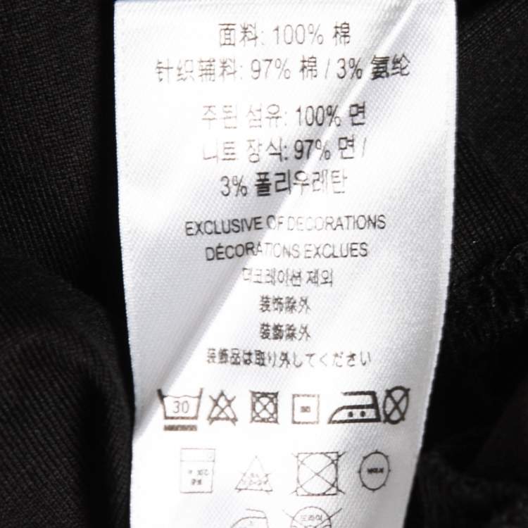Pre Owned Burberry Black Cotton Logo Embroidered Short Sleeve T-Shirt M