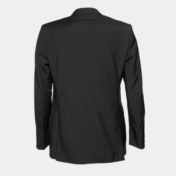 Pre Owned Burberry Black Virgin Wool Button Front Blazer XL