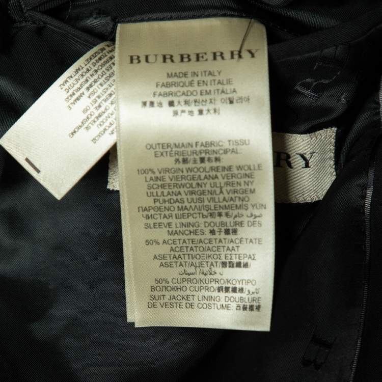 Pre Owned Burberry Black Virgin Wool Button Front Blazer XL