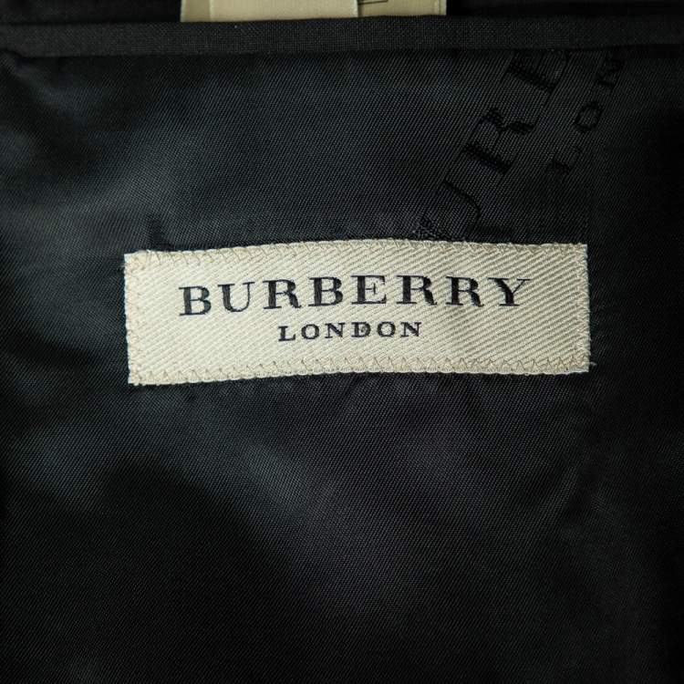 Pre Owned Burberry Black Virgin Wool Button Front Blazer XL