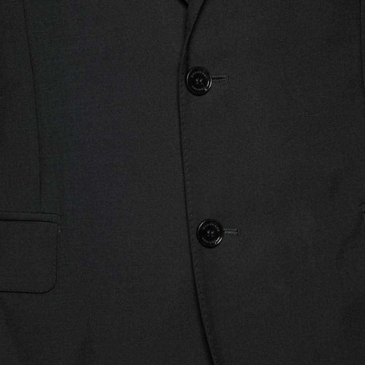 Pre Owned Burberry Black Virgin Wool Button Front Blazer XL