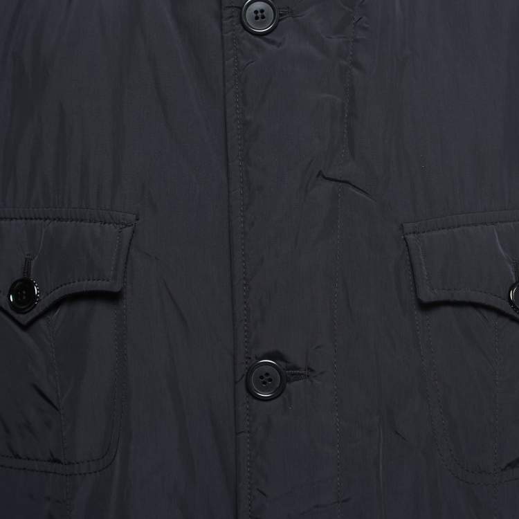 Pre Owned Burberry Vintage Black Synthetic Zip-Up Jacket 3XL