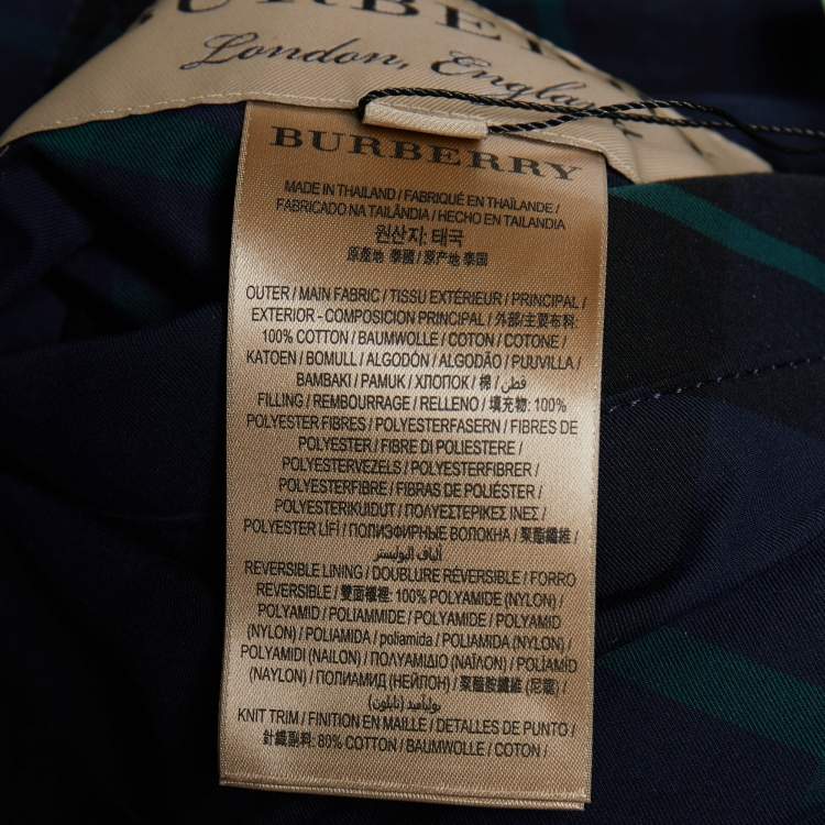 Pre Owned Burberry Black Synthetic & Checkered Cotton Reversible Bomber Jacket S