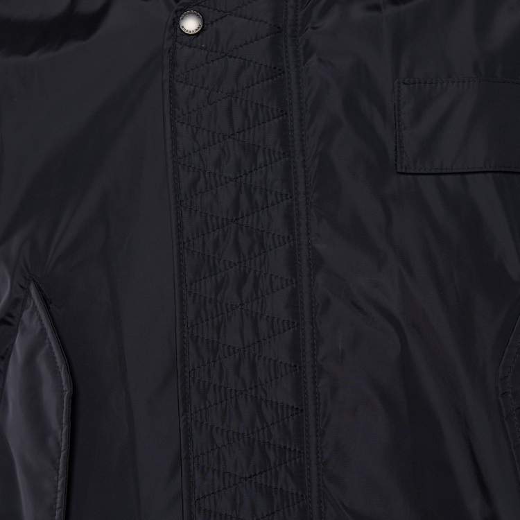 Pre Owned Burberry Black Synthetic & Checkered Cotton Reversible Bomber Jacket S