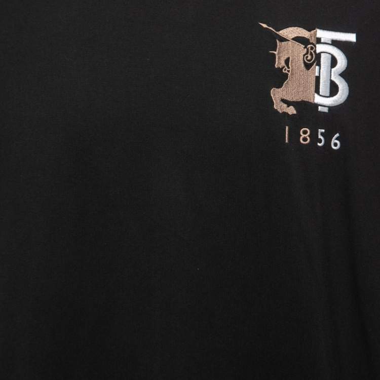 Pre Owned Burberry Black Cotton Hesford TB Monogram T-Shirt XL