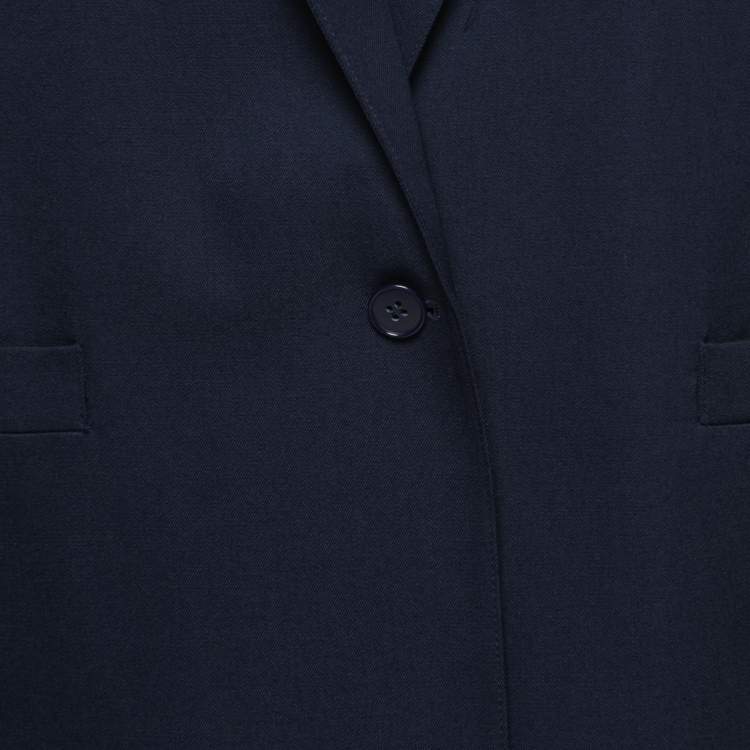 Pre Owned Burberry Vintage Navy Blue Wool Blend Single-Breasted Blazer XXL