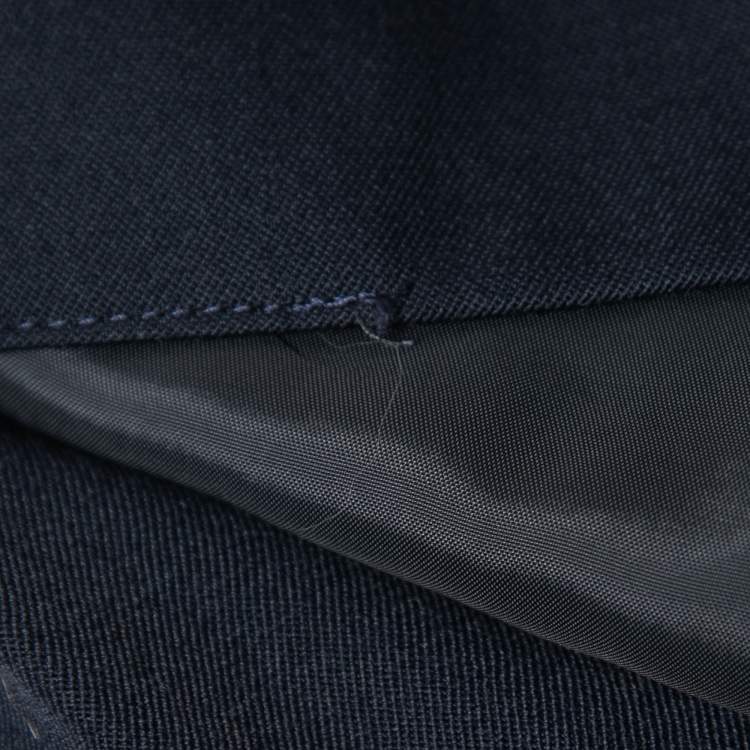 Pre Owned Burberry Vintage Navy Blue Wool Blend Single-Breasted Blazer XXL