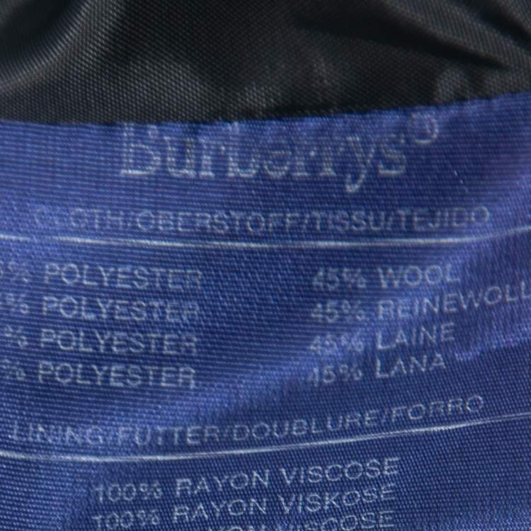 Pre Owned Burberry Vintage Navy Blue Wool Blend Single-Breasted Blazer XXL
