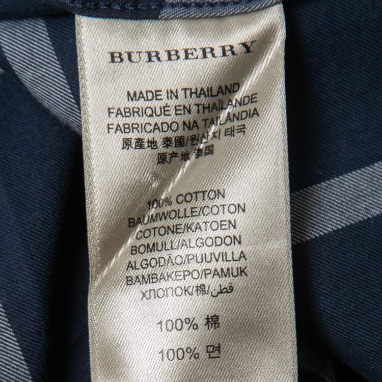 Pre Owned Burberry Blue Checked Cotton Button Down Shirt M