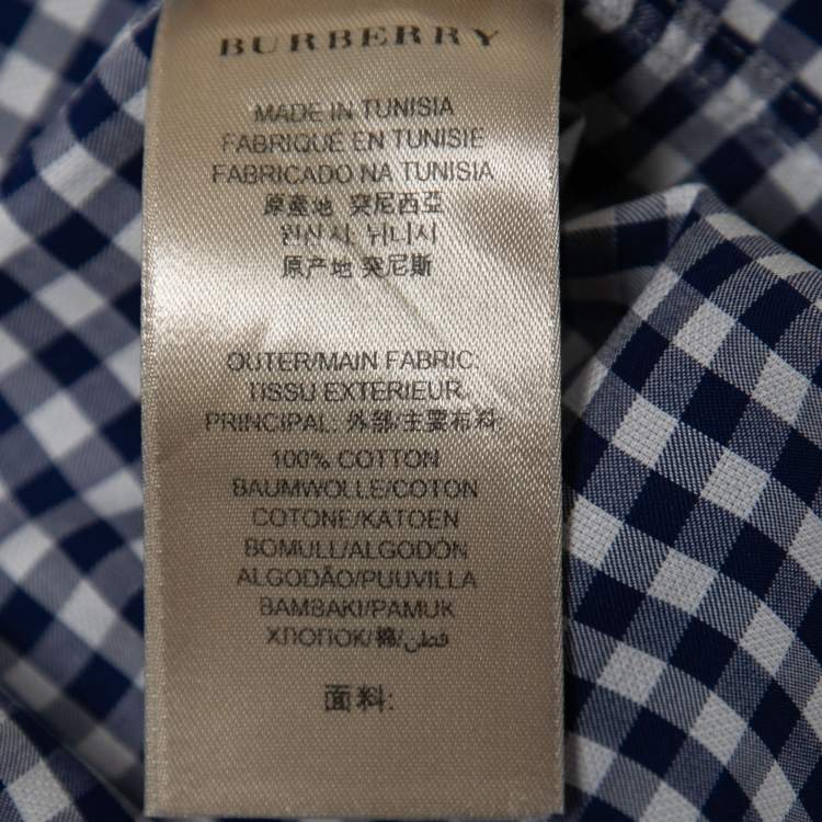 Pre Owned Burberry Blue Checked Cotton Button Front Shirt L