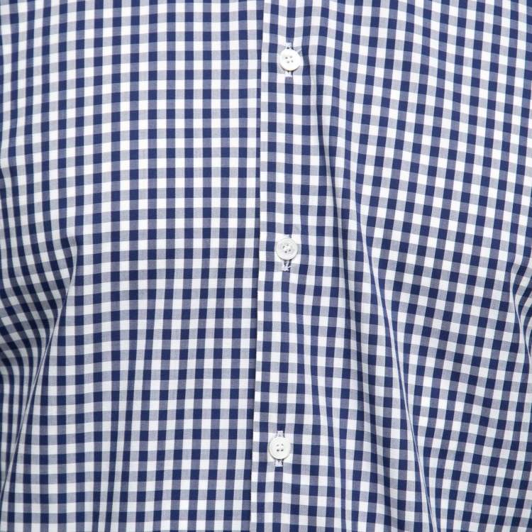 Pre Owned Burberry Blue Checked Cotton Button Front Shirt L
