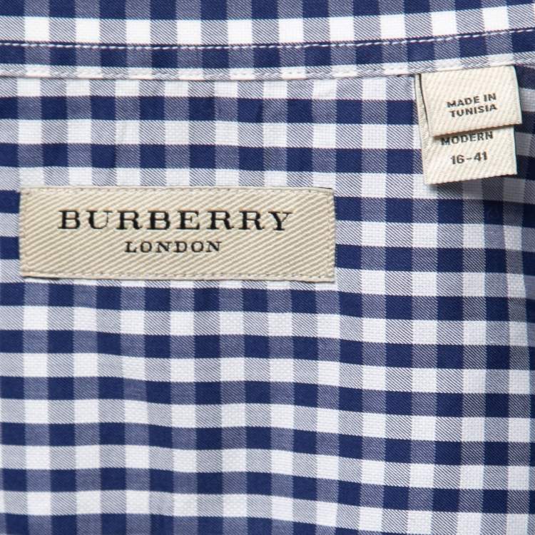 Pre Owned Burberry Blue Checked Cotton Button Front Shirt L