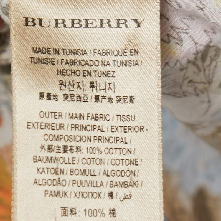 Pre Owned Burberry Multicolor Floral Printed Cotton Short Sleeved Shirt L